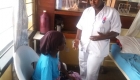 nurse and a woman  talking